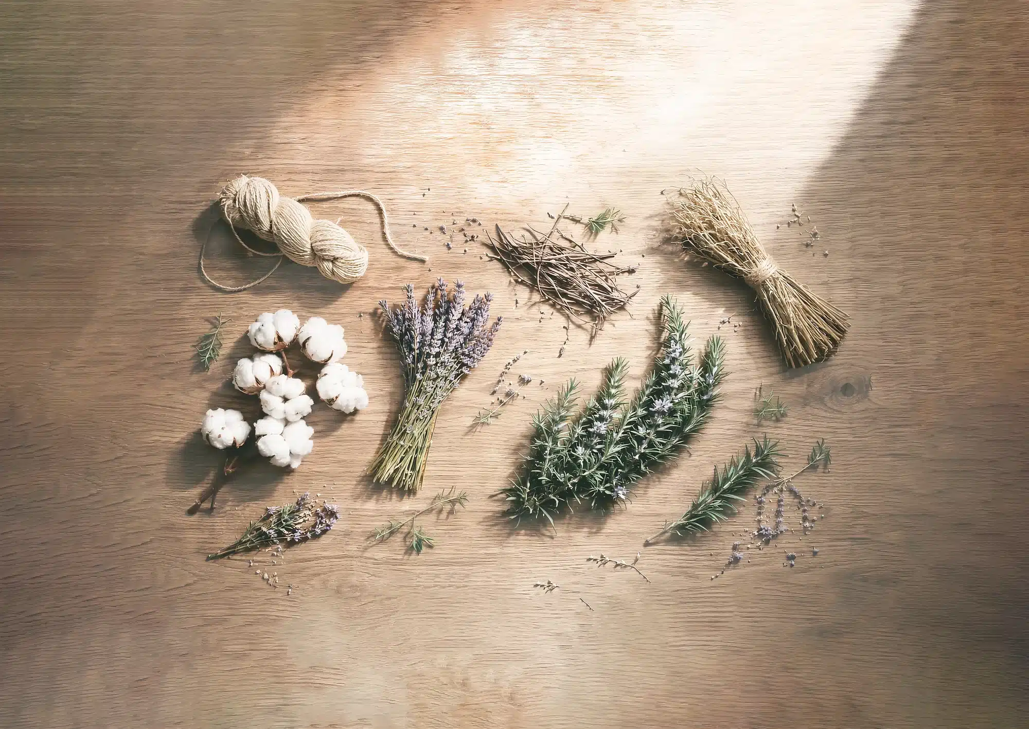 Algodón, lana, lavanda y romero, fibras naturales de Mediterranean Feel